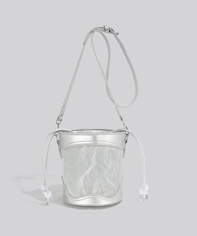 Classy Black Patchwork Drawstring Solid Durable Bucket Bag