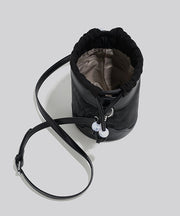 Classy Black Patchwork Drawstring Solid Durable Bucket Bag