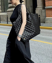 Classy Black Sheepskin Versatile Durable Satchel Handbag