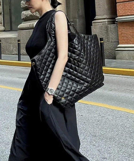 Classy Black Sheepskin Versatile Durable Satchel Handbag