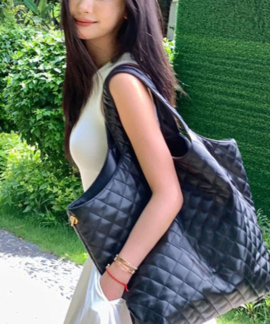Classy Black Sheepskin Versatile Durable Satchel Handbag