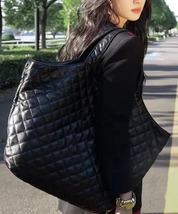 Classy Black Sheepskin Versatile Durable Satchel Handbag