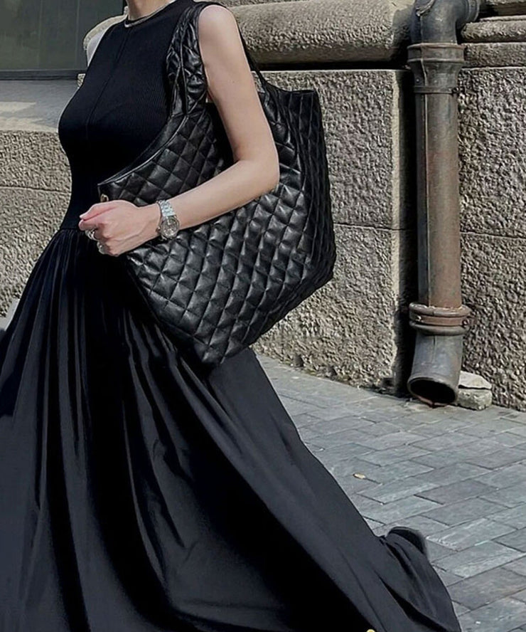 Classy Black Sheepskin Versatile Durable Satchel Handbag