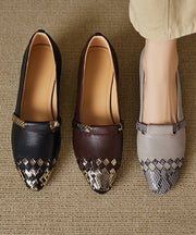 Classy Black Splicing Sheepskin Chunky Shoes