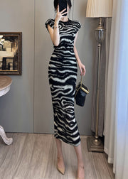 Classy Black Zebra Pattern Print Silm Fit Dress Summer