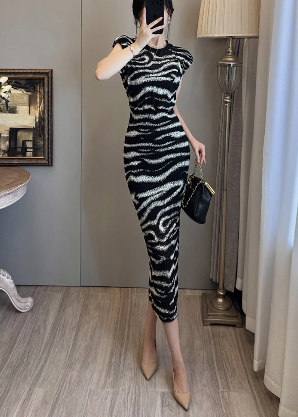 Classy Black Zebra Pattern Print Silm Fit Dress Summer