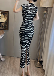Classy Black Zebra Pattern Print Silm Fit Dress Summer