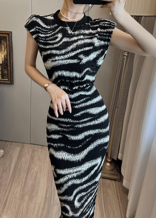 Classy Black Zebra Pattern Print Silm Fit Dress Summer