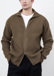 Classy Black Zip Up Cozy Solid Knit Men Coat Spring