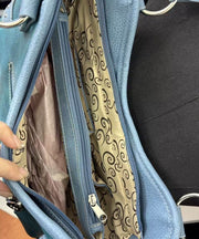 Classy Blue Embroidered Butterfly Rivet Faux Suede Shoulder Bags