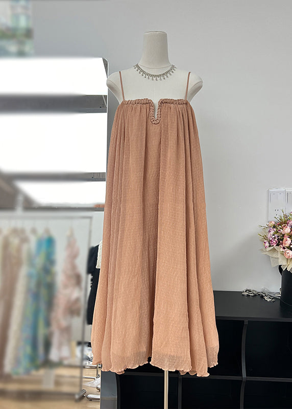 Classy Brick Red Oversized Chiffon Sundress Summer