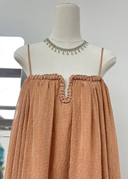 Classy Brick Red Oversized Chiffon Sundress Summer