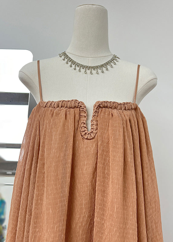Classy Brick Red Oversized Chiffon Sundress Summer