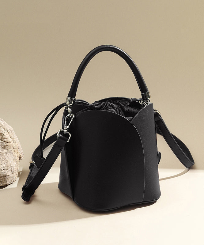 Classy Brown Drawstring Durable Faux Leather Bucket Bag