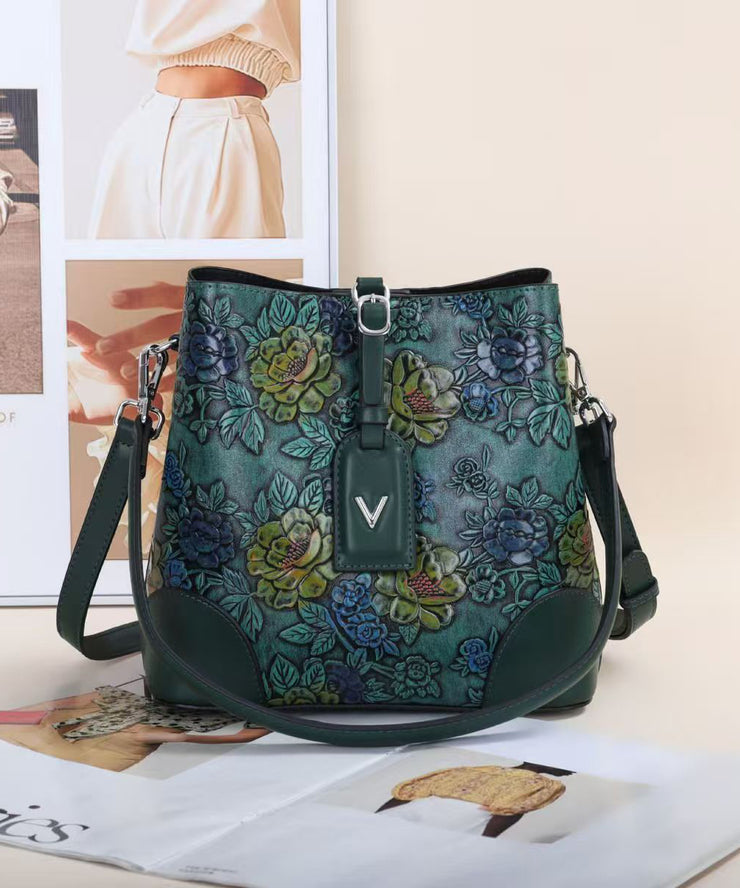 Classy Brown Jacquard Calf Leather Bucket Bag