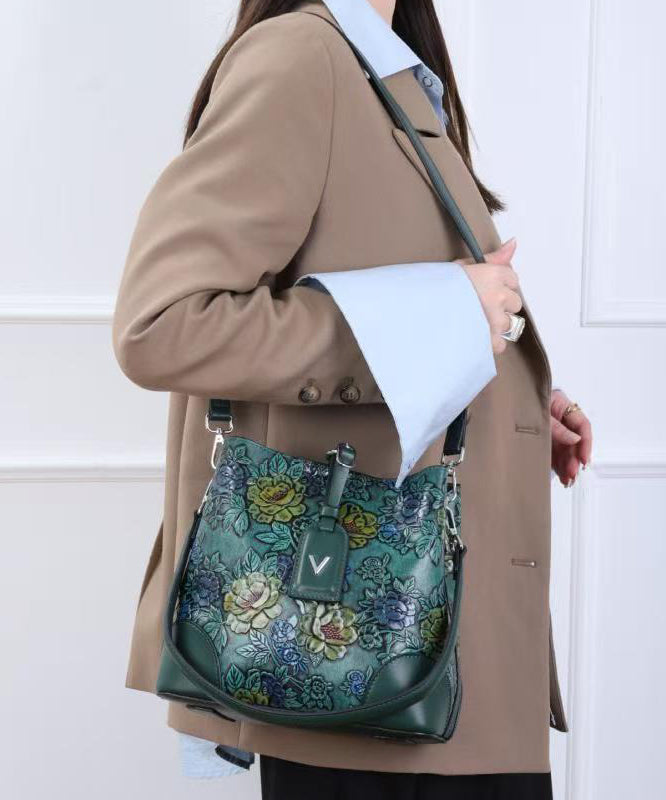Classy Brown Jacquard Calf Leather Bucket Bag