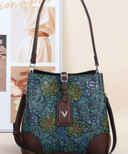 Classy Brown Jacquard Calf Leather Bucket Bag