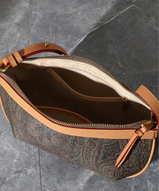 Classy Brown Jacquard Solid Durable Leather Hobo Bag