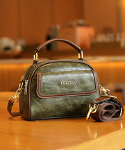 Classy Brown Versatile Calf Leather Round Bag
