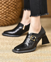 Classy Brown Zippered Splicing Chunky High Heels
