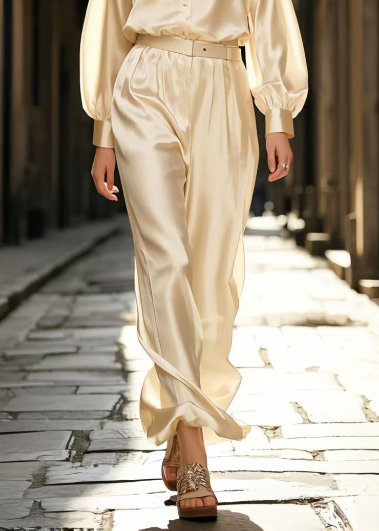 Classy Champagne Draping Silk Two Pieces Set Spring