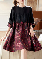 Classy Colorblock Lace Jacquard Patchwork Cotton Dresses Spring