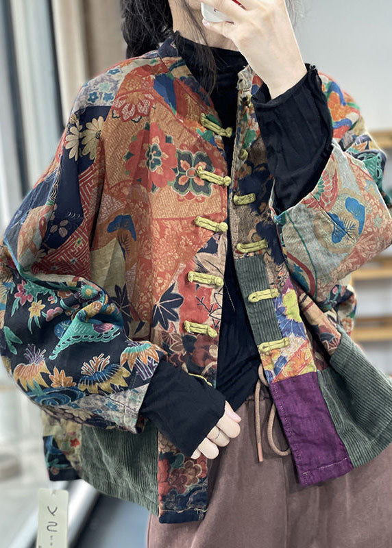 Classy Colorblock Oversized Patchwork Print Fine Cotton Filled Jacket ...