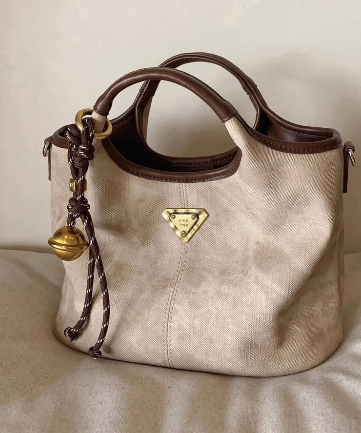 Classy Colorblock Solid Durable Faux Leather Tote Handbag
