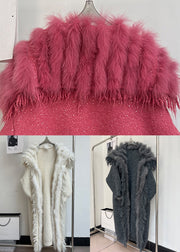 Classy Dark Gray Sequins Pockets Cozy Patchwork Woolen Coat