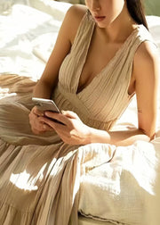 Classy Exra Large Hem Wrinkled Cotton Cami Sundress
