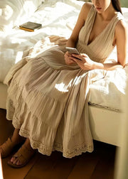 Classy Exra Large Hem Wrinkled Cotton Cami Sundress