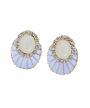 Classy Fashion White Copper Alloy Zircon Pearl Fan-Shaped Stud Earrings