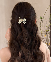 Classy Gold Alloy Pearl Butterfly Hollow Out Hairpin