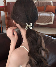 Classy Gold Alloy Pearl Butterfly Hollow Out Hairpin