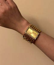 Classy Gold Metal Alloy Rectangle Hollow Out Watches