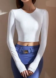 Classy Green O-Neck Backless Long Sleeve Yoga Top