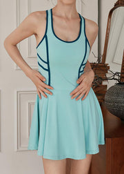 Classy Green U Neck Patchwork Yoga Active Dress