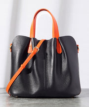 Classy Grey Versatile Durable Calf Leather Tote Bag