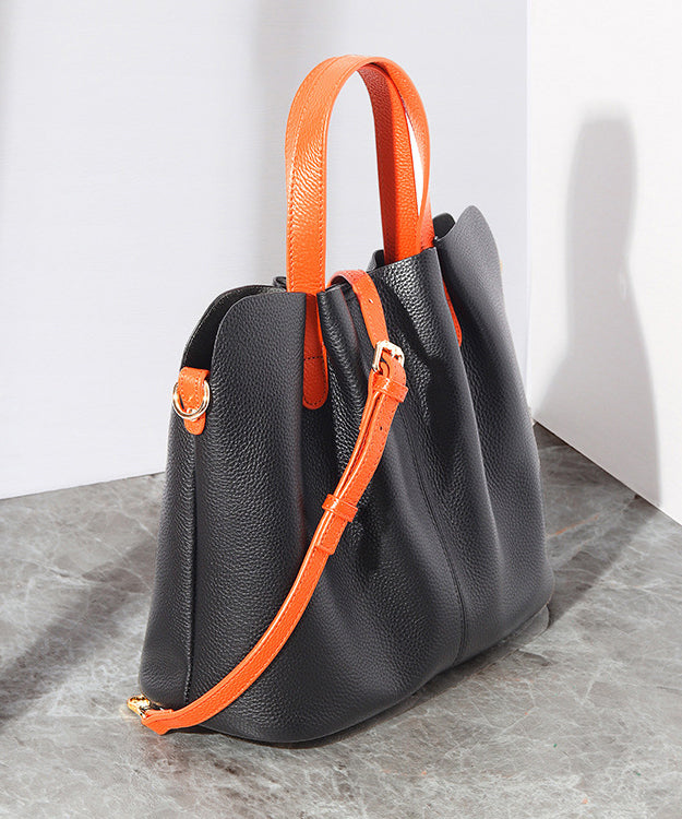 Classy Grey Versatile Durable Calf Leather Tote Bag