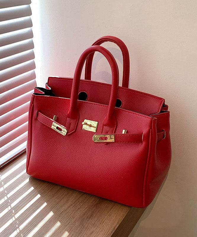 Classy Khaki Faux Leather Solid Durable Tote Handbag