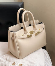 Classy Khaki Faux Leather Solid Durable Tote Handbag