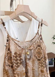 Classy Khaki Print Chiffon Beach Vest Summer