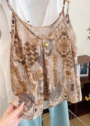 Classy Khaki Print Chiffon Beach Vest Summer