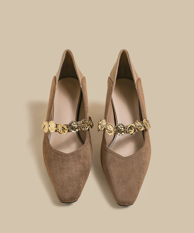 Classy Mulberry Chunky Suede Comfortable Splicing Square Toe