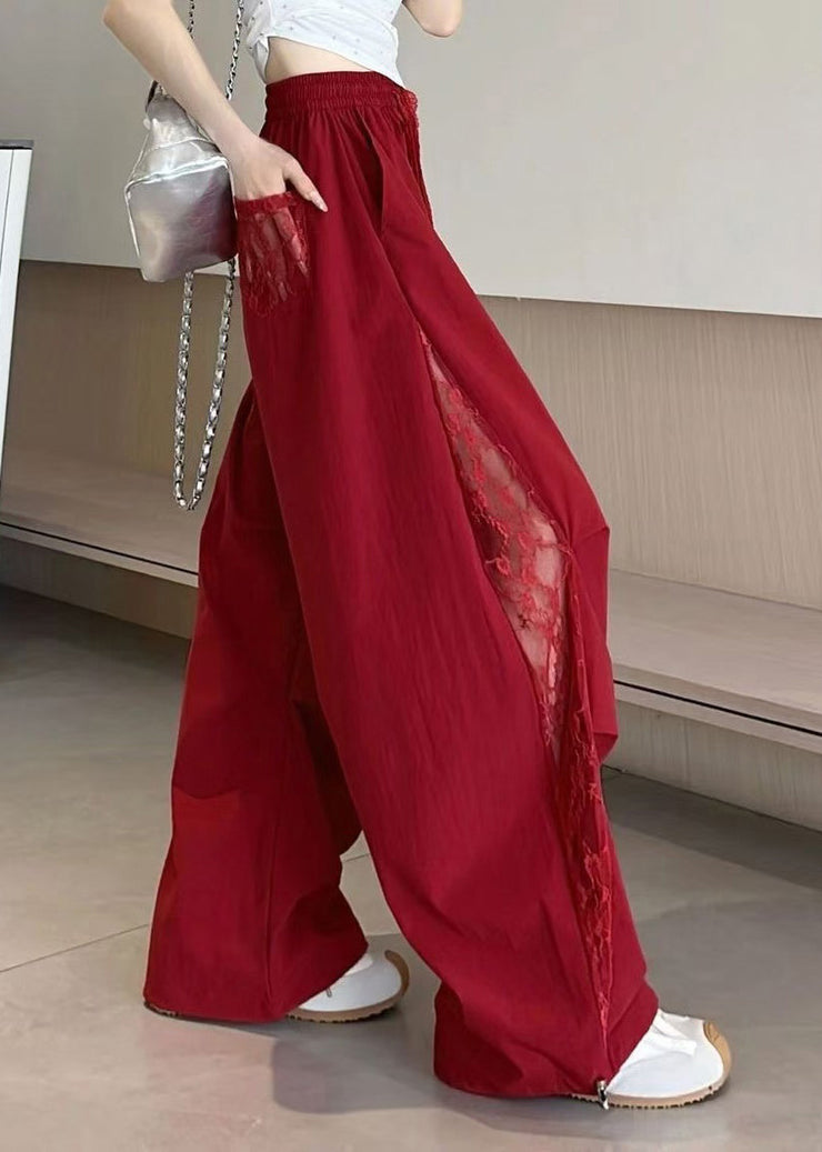 Classy Mulberry Oversized Patchwork Spandex Pants Fall
