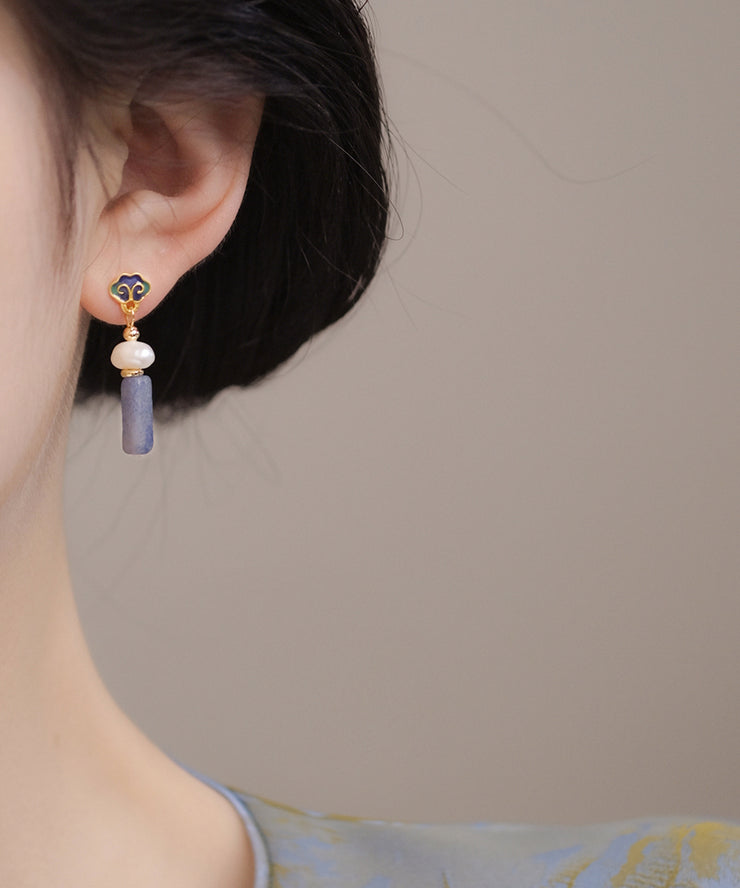 Classy Multicolor Copper Drip Glaze Pearl Drop Earrings