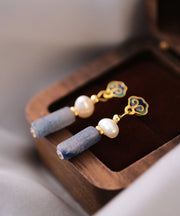 Classy Multicolor Copper Drip Glaze Pearl Drop Earrings