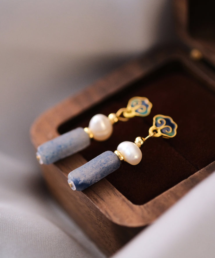 Classy Multicolor Copper Drip Glaze Pearl Drop Earrings