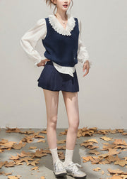 Classy Navy Thick Knit Womens Vest Fall