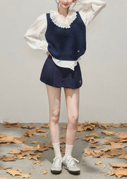 Classy Navy Thick Knit Womens Vest Fall